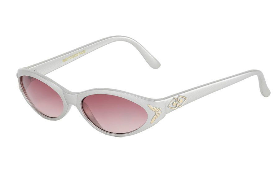 LysgrÃ¥ solbrille med guld detaljer i retro look. | solbriller_kvinder
