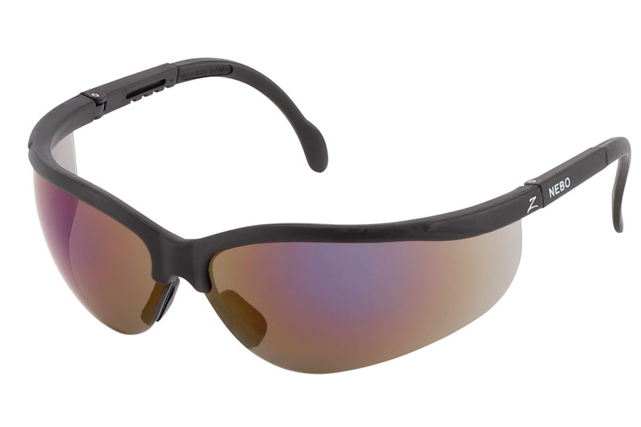  Mat sort sportsbrille med let multifarvet spejlglas i lilla nuancer. Solbrillen har en dejlig pasform hvor glassene fÃ¸lger ansigtet rundt | solbriller_maend