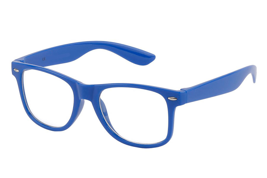 Blå wayfarer brille med klart glas uden styrke. | klar_glas_briller