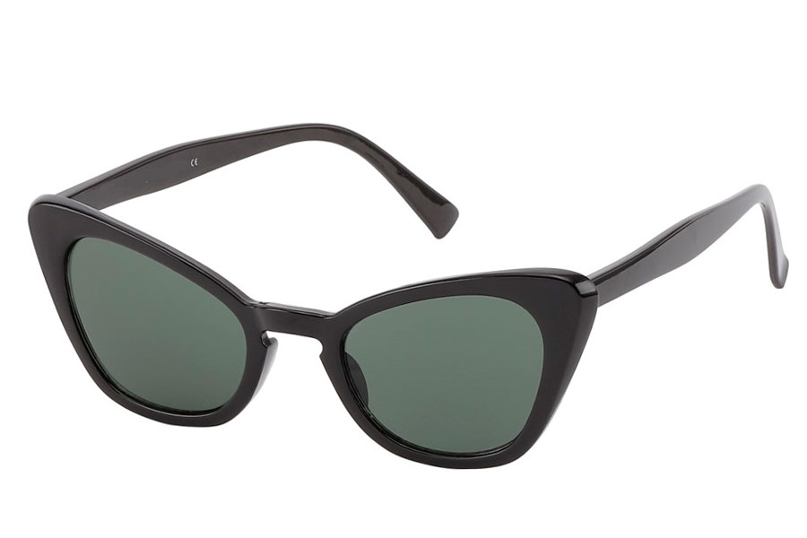 Sort Cateye solbrille med alm. mørke glas. | enkelt-klassisk-design
