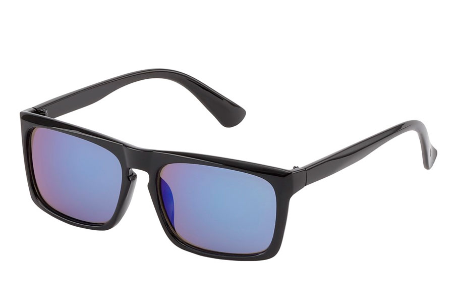 Hurtigbrillen. Solbrille i maskulint design. Sort stel med spejlglas i blÃ¥-lilla nuancer. | search
