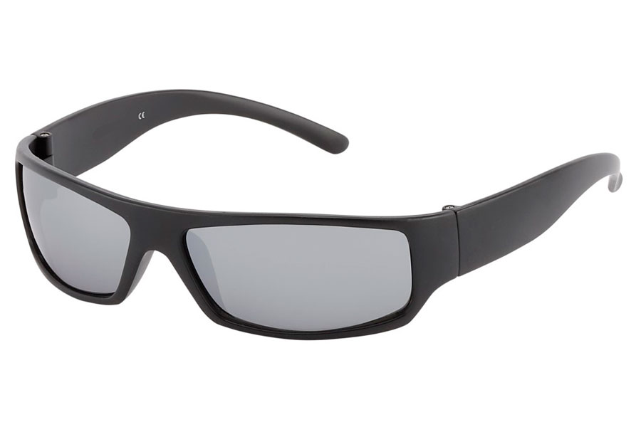 Maskulin mat sort solbrille med sÃ¸lvfarvet spejlglas. | solbriller_maend