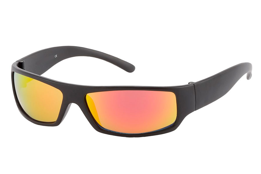 Maskulin mat sort solbrille med spejlglas i rÃ¸d-orange. | solbriller_maend