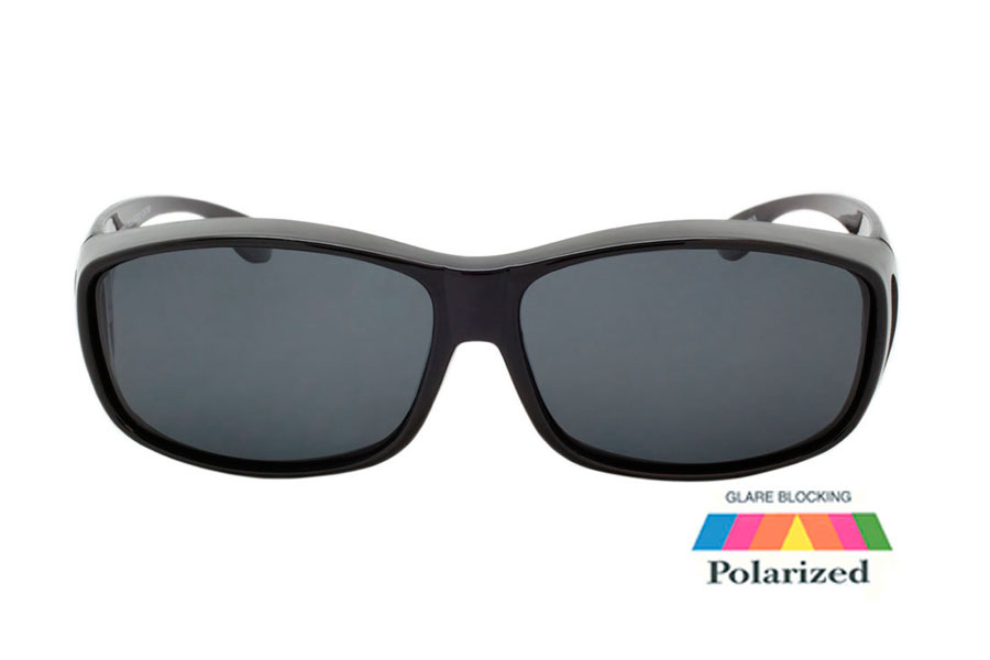 Polaroid Fit-Over solbriller i sort stel med bløde former. dig der gerne vil bruge solbriller selvom briller.