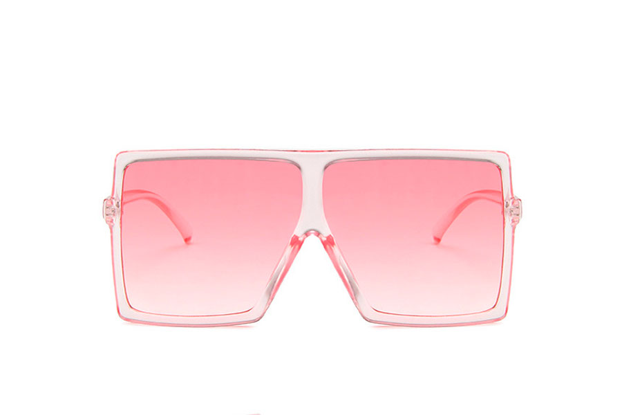 Kæmpe oversize solbrille i stort og fladt design. Stellet er transparent soft lyserødt i robust og god kvalitet | oversize_store_solbriller-2