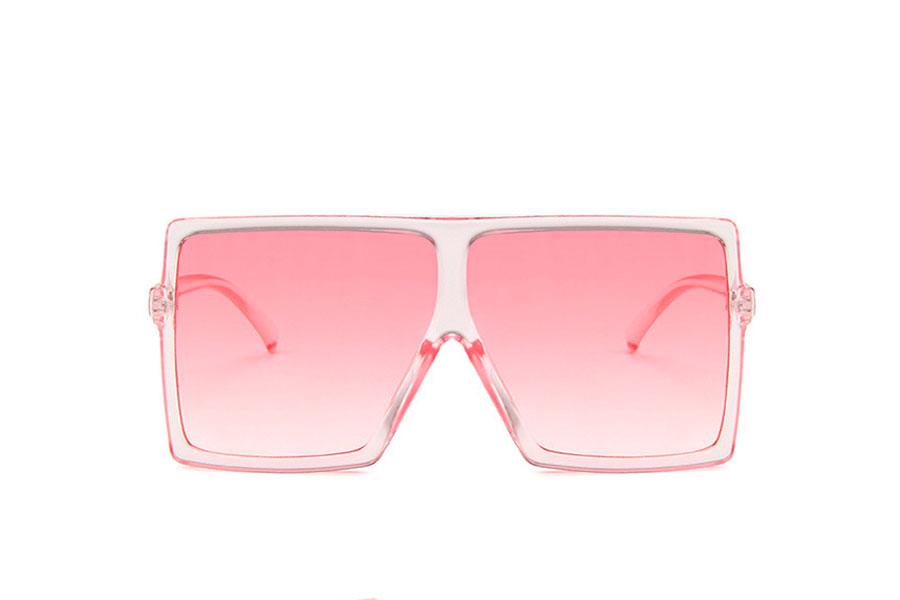 Kæmpe oversize solbrille i stort og fladt design. Stellet er transparent soft lyserødt i robust og god kvalitet | oversize_store_solbriller-2