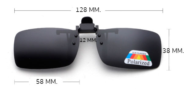 Polaroid clip-on solbrille i fersken-champagne spejlglas i aflangt design. | clip-on-solbriller-2