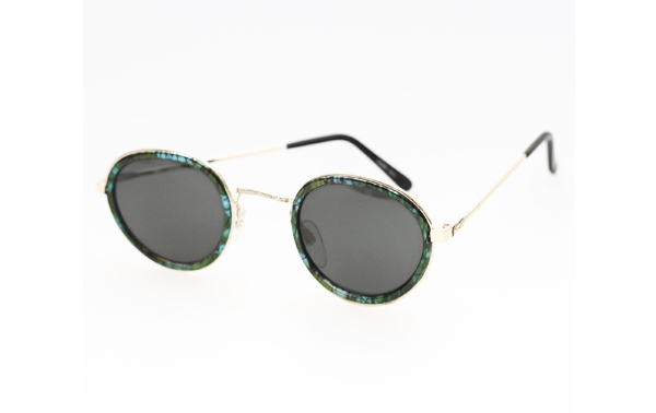 Fed rund moderigtig solbrille m/ grønlig kant | runde_solbriller