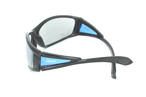 Løbe solbrille i mørkt design med lyst blåligt glas | -2
