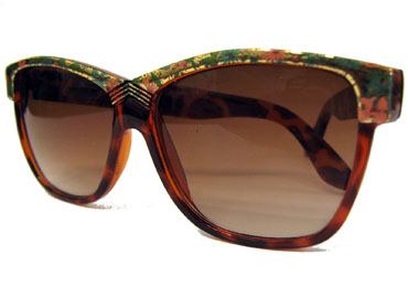 Brun / tortoise retro-vintage solbrille med blomsterprint øverst | search