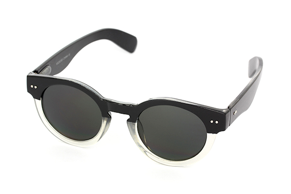 Billig moderne solbrille i sort og gennemsigtig design.  | runde_solbriller