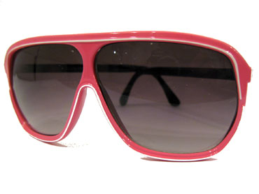 Pink / lyserÃ¸d aviator solbrille m/ hvid stribe hele vejen rundt | 