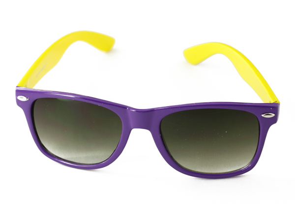 wayfarer solbrille i lilla med gule stÃ¦nger | search