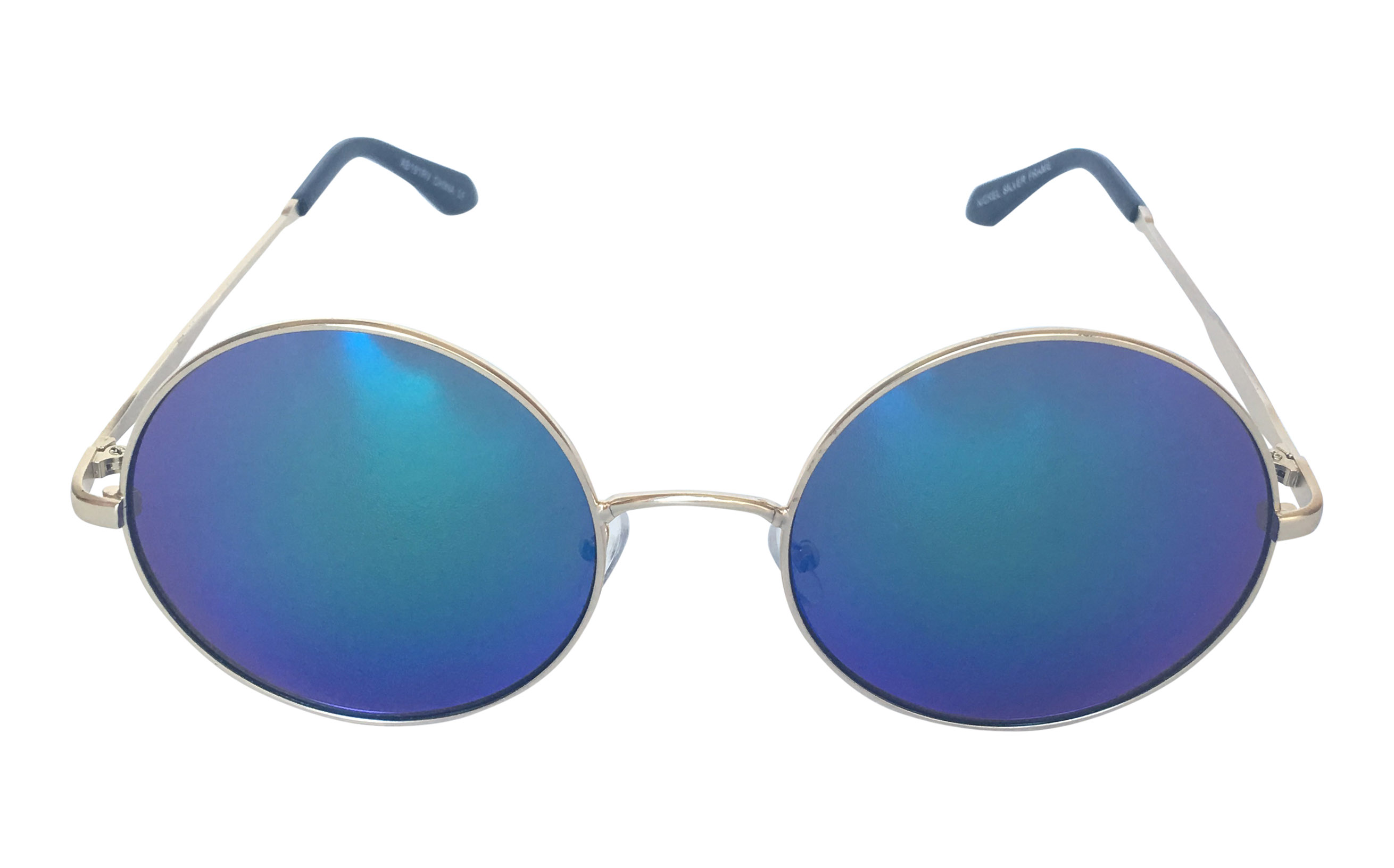 Flot stor rund solbrille med blå-grønne glas - Design nr. s3299