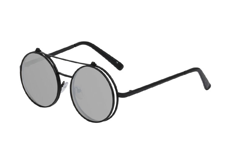 Stor rund brille med flip up solbrille - Design nr. 3464