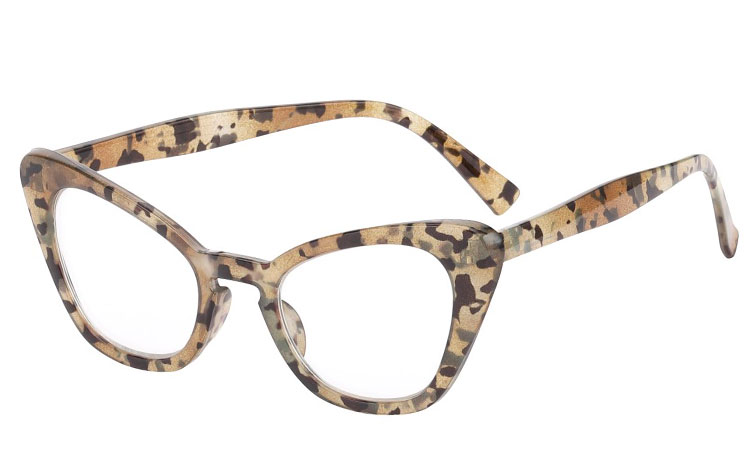 Fræk brille, uden styrke i lys skildpadde/leopard mønster.  - Design nr. 3577