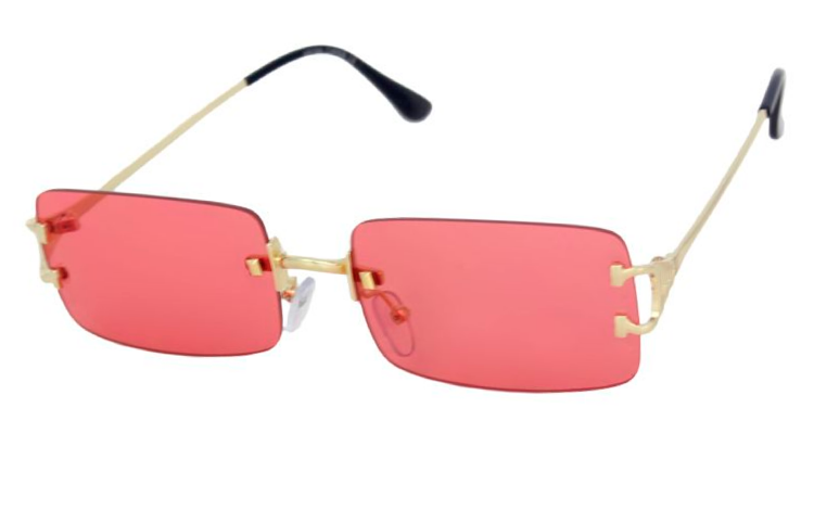 Rød solbrille i aflangt firkantet design med runde hjørner - Design nr. 4373