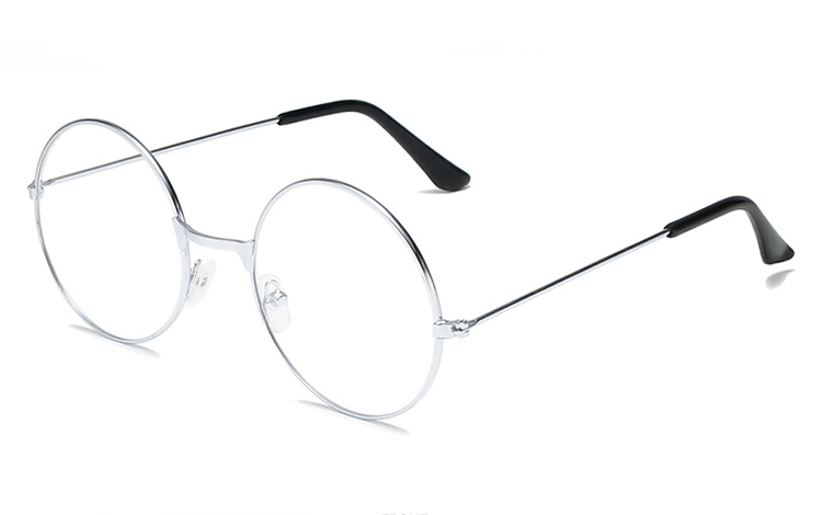 Sølvfarvet metal brille med klart glas uden styrke - Design nr. 4392