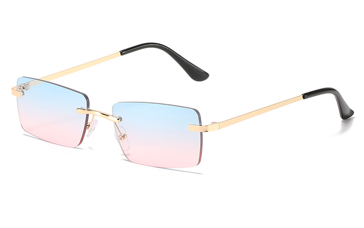 Fræk changerende blå-lyserød solbrille i aflangt firkantet design - Design nr. 4405