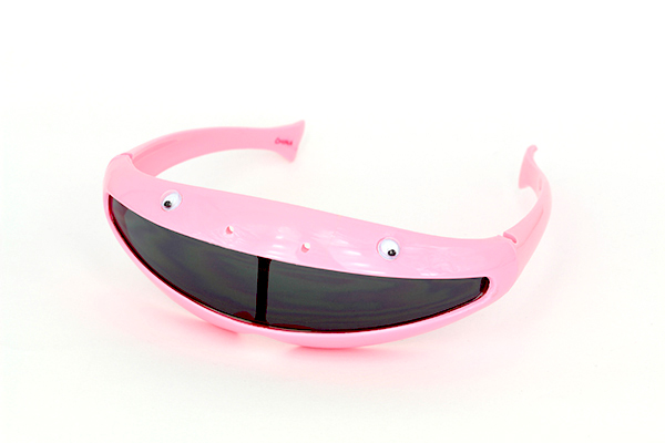 Børnesolbrille (1-3 år) i lyserød. Sjovt design med øjne. - Design nr. 698