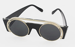 Rund solbrille i eksklusivt design. Sort med guld - Design nr. s1045