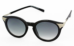 Rund sort solbrille med sølv hjørner - Design nr. 1048