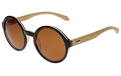Rund solbrille med bambus - Design nr. 3043