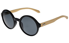 Sort rund bambus solbrille - Design nr. 3044