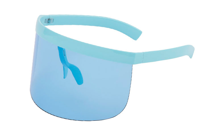 Kæmpe STOR solbrille / ansigts skærm i transparent lyseblå - Design nr. s3651