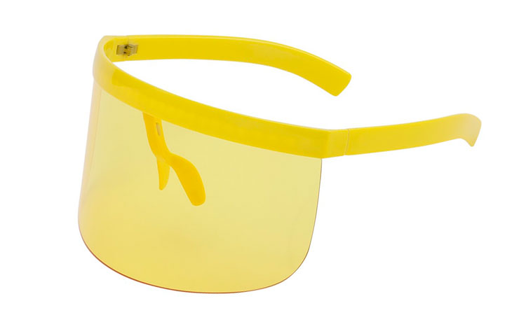 Kæmpe STOR solbrille / ansigts skærm i transparent gul - Design nr. 3652
