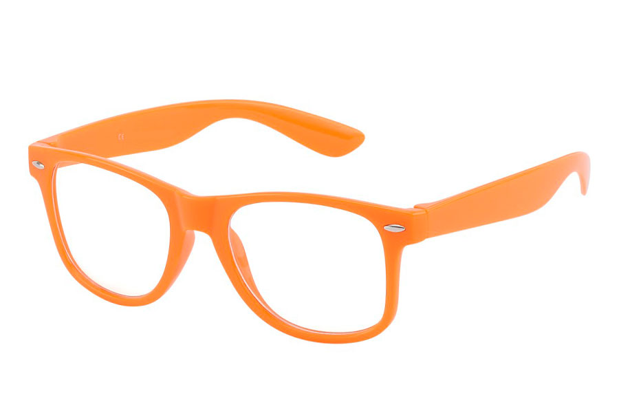 Orange brille med klart glas uden styrke. - Design nr. 3783