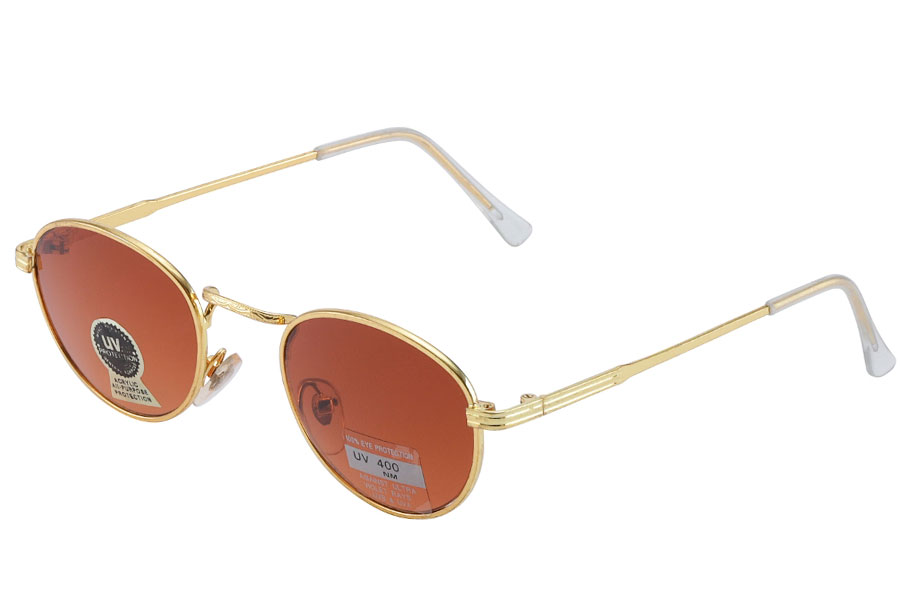 Dråbeformet solbrille i guldfarvet metal ste - Design nr. 3863