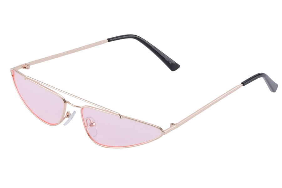 En lækker smal solbrille i cat eye metalstel med dobbelt bro - Design nr. s3870