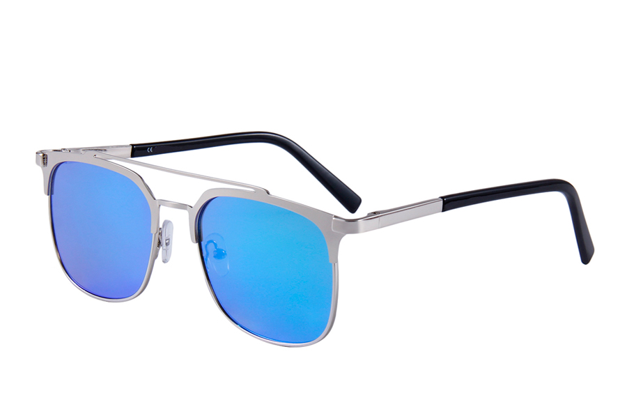 Fræk clubmaster solbrille i metalstel med spejlglas - Design nr. s3882