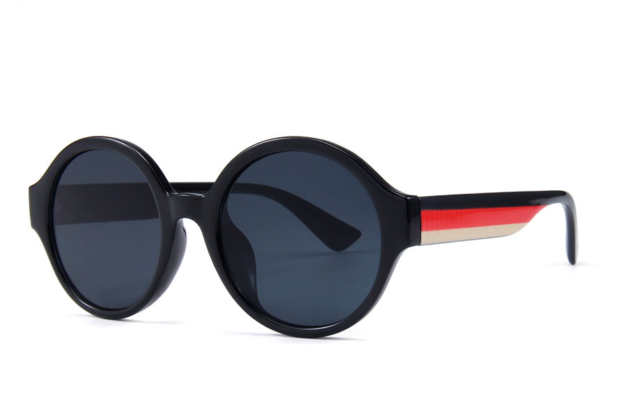 Flot rund mode solbrille med stribet stænger. - Design nr. s3897