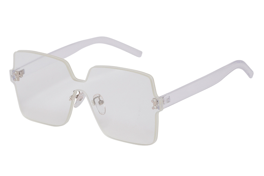 Stor oversize flad klar transparent solbrille - Design nr. s3923