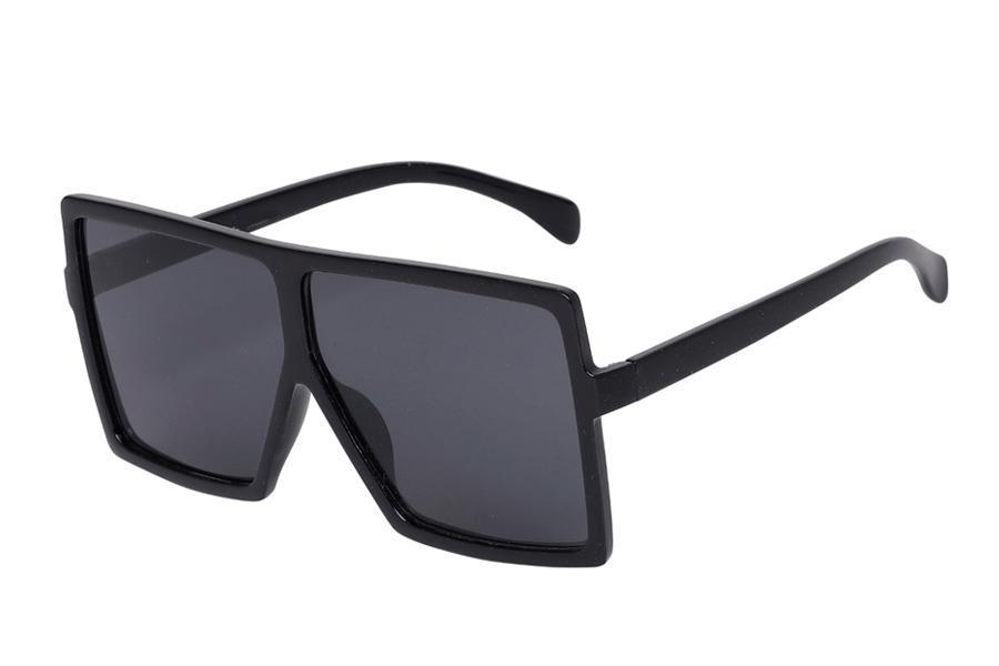 Oversized stor sort brille i fladt og firkantet design - Design nr. s3938