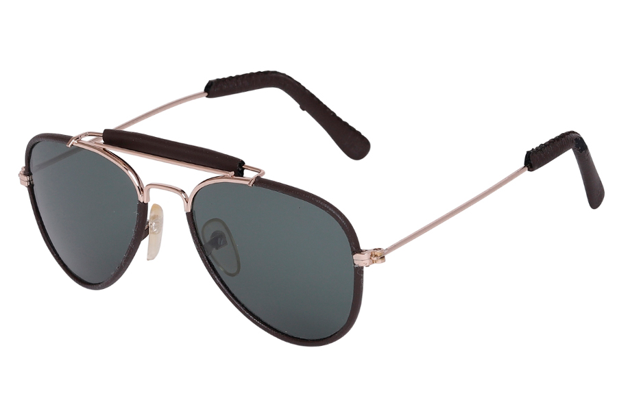 LILLE aviator / pilot brille i Retro design med mørkbrun  - Design nr. s3982