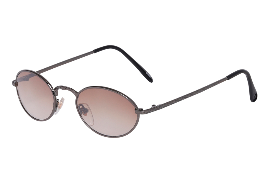 Oval solbrille i gunfarvet metal stel - Design nr. s4024