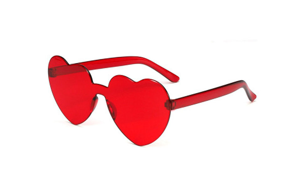 Hjerte solbrille i rødt fladt design - Design nr. s4073