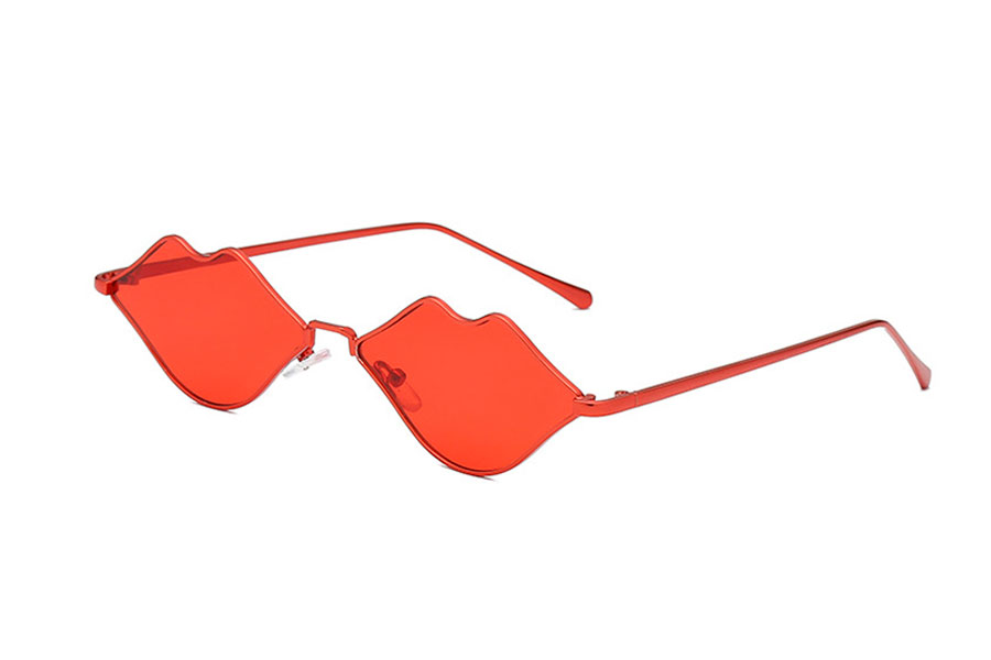 Fræk læbe solbrille i rødt metal stel med røde glas. - Design nr. s4087