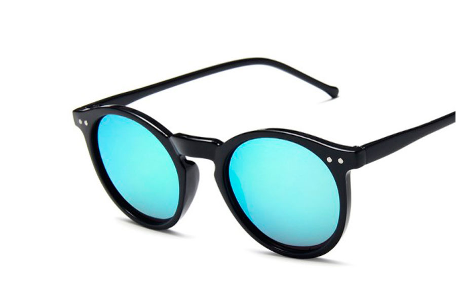 Blank sort solbrille med blålige spejlglas - Design nr. s4092