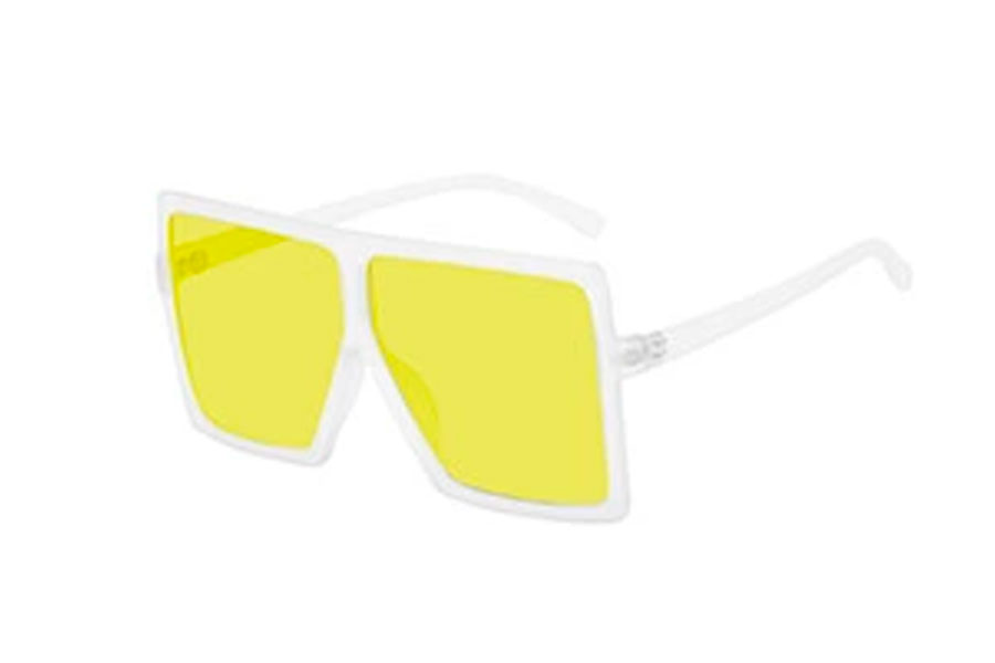 Oversized firkantet brille med gule glas i fladt design - Design nr. s4103