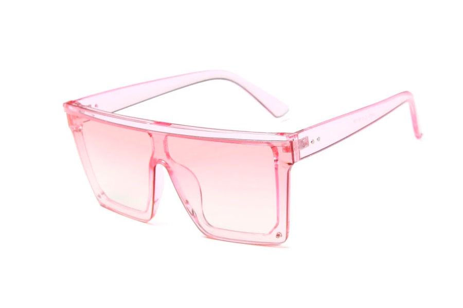 Lyserød transparent solbrille i kantet design med lyserøde glas - Design nr. s4109