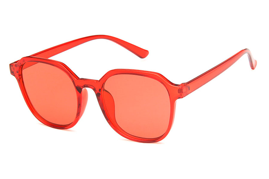 Rød Solbrille i rund/kantet design md røde glas - Design nr. 4264