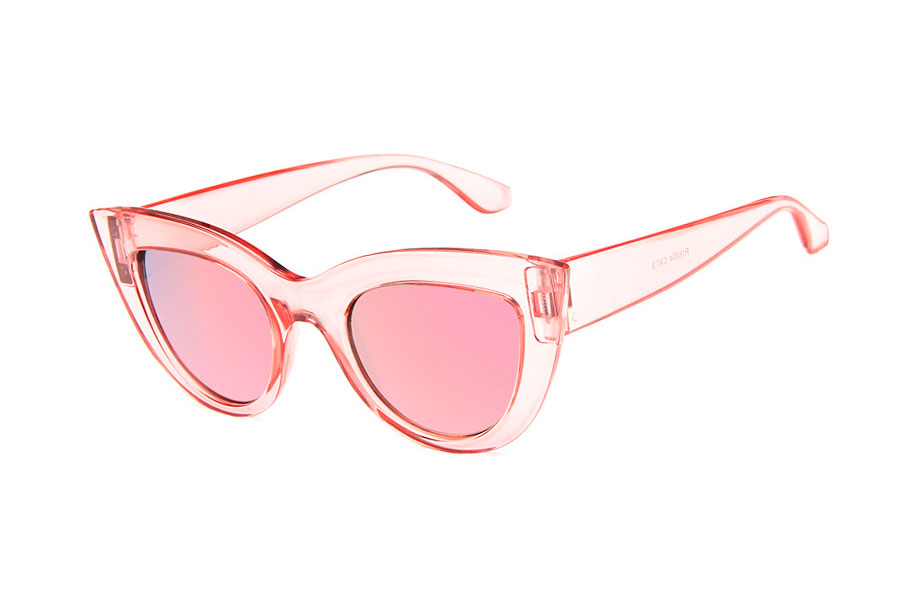 Cateye solbrille med spejlglas i fersken-lilla nuancer - Design nr. 4340