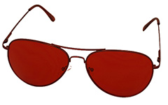 Aviator / metal pilot solbrille med rødt glas - Design nr. 975